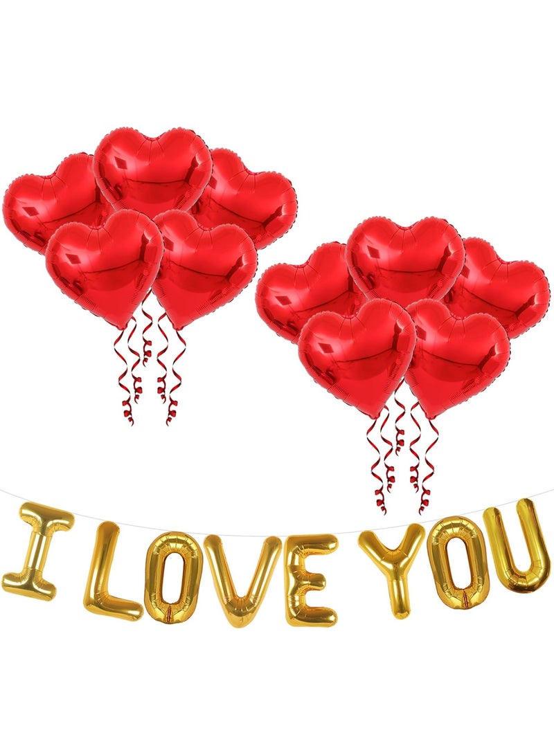 I Love You Balloons and Heart Balloons Kit – Pack of 28 – Valentines Day Decorations for Party | Valentines Day Balloons | Valentine Balloons | Pack of 10 Foil Mylar Red Heart Shaped Balloons 18 Inch - Image 1