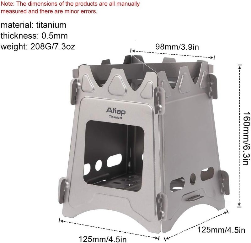 ATiAP Lightweight Portable backpack stoves for hiking Titanium Wood Stove - Ultralight and Compact Stove for Backpacking, Camping, and Survival-for Wood Burning Camping solo stove - Image 1