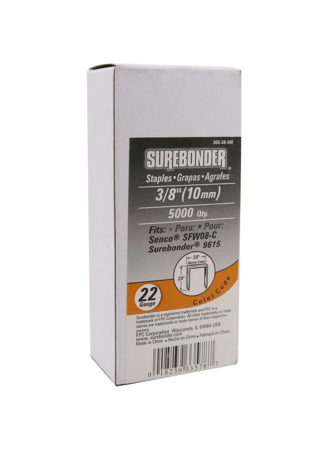 Surebonder - 300-38-5M 3/8-Inch 22 Gauge Upholstery Staples, 5000 Count - Image 1