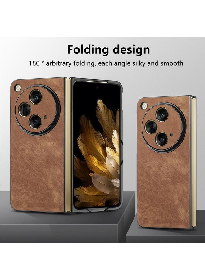 اس-توب جراب هاتف OPPO Find N3 مصنوع من الجلد العتيق ومضاد للصدمات مع ظهر من البولي كربونات - Image 2