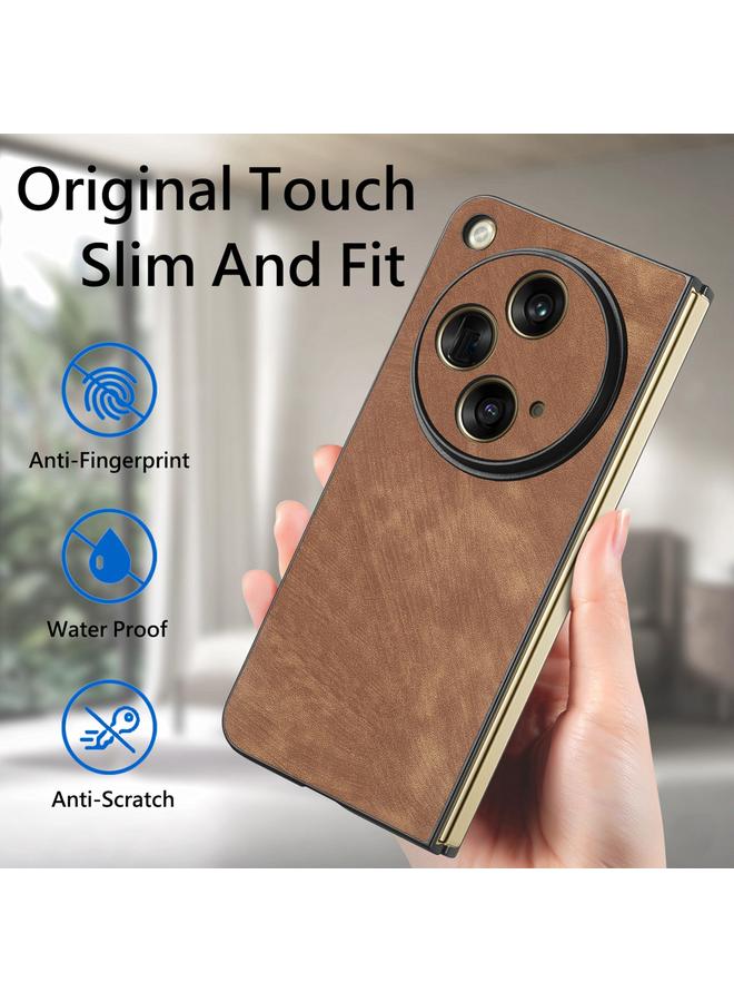 اس-توب جراب هاتف OPPO Find N3 مصنوع من الجلد العتيق ومضاد للصدمات مع ظهر من البولي كربونات - Image 4