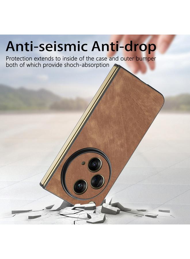 اس-توب جراب هاتف OPPO Find N3 مصنوع من الجلد العتيق ومضاد للصدمات مع ظهر من البولي كربونات - Image 3