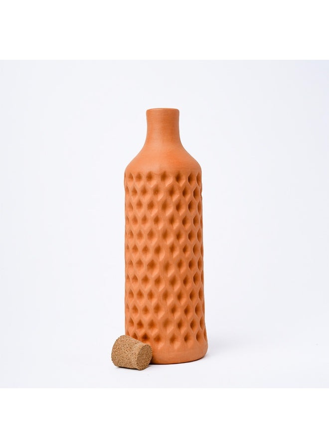 ارك زجاجة ARK من الطين الحراري بنمط شبكي ماسي سعة 1000 مل - زجاجة مياه مصنوعة يدويًا من الطين مع غطاء من الفلين - Image 2
