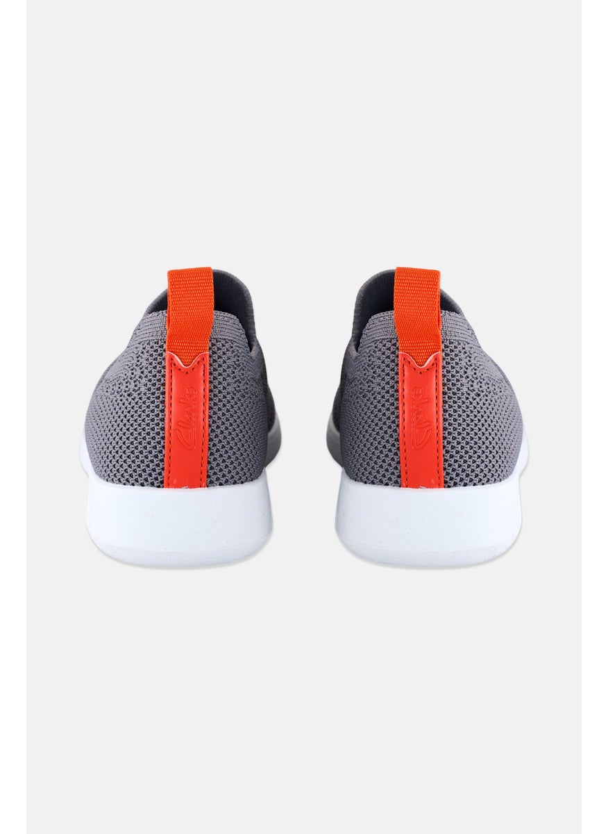 clarks Kids Girl Ezra Walk Slip On Causal Shoes, Grey/White/Orange  - Image 2