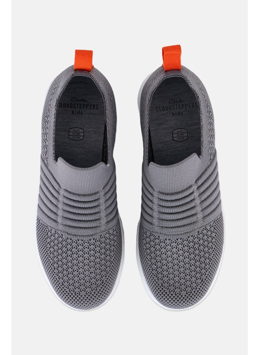 clarks Kids Girl Ezra Walk Slip On Causal Shoes, Grey/White/Orange  - Image 3