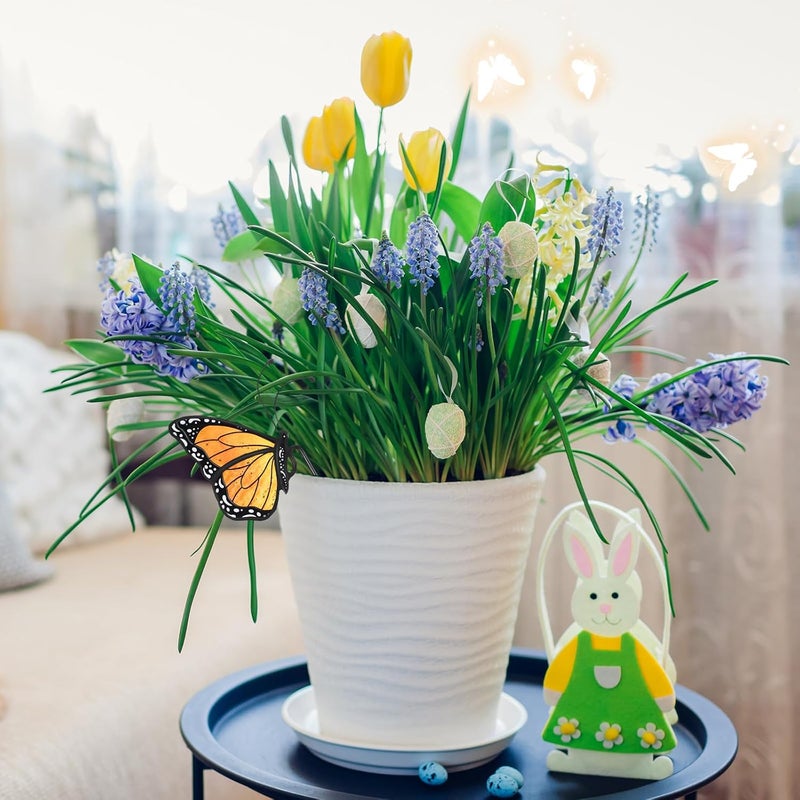 Geelin 1 Pc Stained Glass Butterfly Suncatcher Flower Pot Decoration Metal Plant Pot Hangers Colorful Butterfly Garden Yard Suncatcher Decor for Spring Home Indoor Outdoor Decor(Orange,Cute) - Image 3