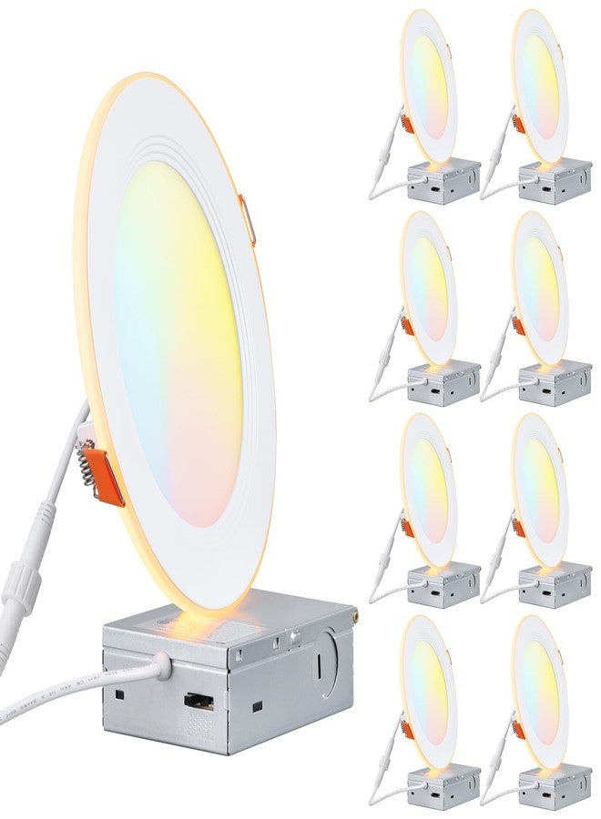 TORCHSTAR 8-Pack 5CCT 6 Inch Slim LED Recessed Lights with Night Light, CRI90, Anti-Glare Baffle Trim, 27003000350040005000K Selectable, 12W Dimmable Ultra-Thin Canless Wafer Downlight, ETL - Image 1