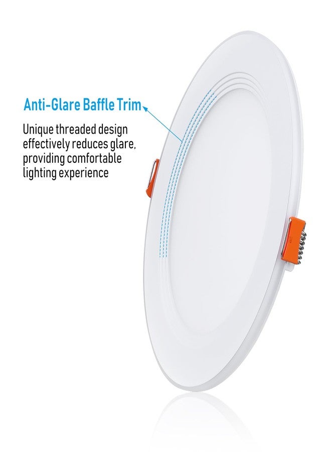 TORCHSTAR 8-Pack 5CCT 6 Inch Slim LED Recessed Lights with Night Light, CRI90, Anti-Glare Baffle Trim, 27003000350040005000K Selectable, 12W Dimmable Ultra-Thin Canless Wafer Downlight, ETL - Image 3