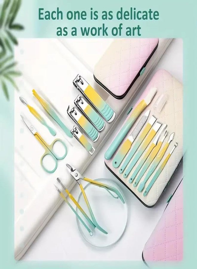 CHEFERYN 18 Piece Rainbow Manicure Kit - Stainless Steel Nail Tools Set with Travel Pouch - Complete Home Nail Care & Gift for Women - Image 5
