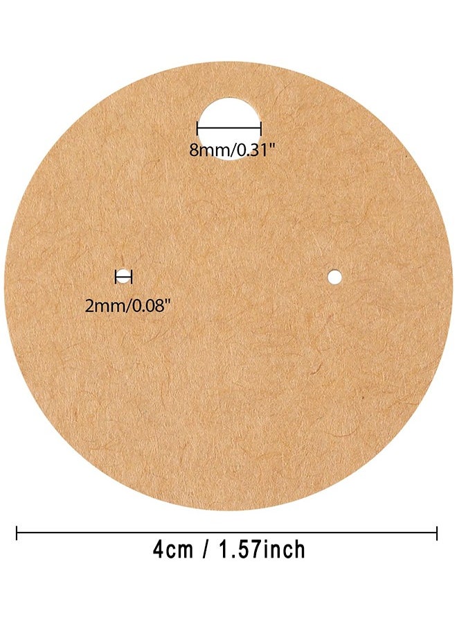 HS - Earring Display Card, Earring Card Stock, Wordless Kraft Stud Card, Earring Holder Label Round Earring Cardboard Holder For DIY Jewelry Display And Packaging, 100 PCS - Image 1