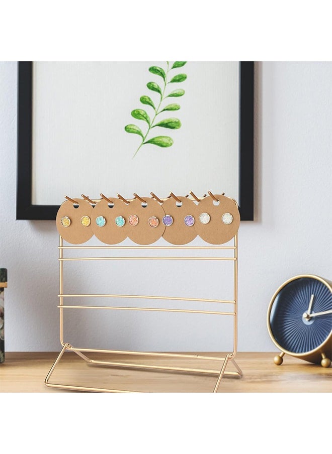 HS - Earring Display Card, Earring Card Stock, Wordless Kraft Stud Card, Earring Holder Label Round Earring Cardboard Holder For DIY Jewelry Display And Packaging, 100 PCS - Image 1