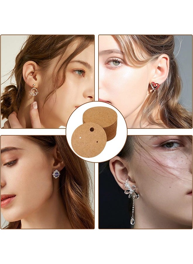 HS - Earring Display Card, Earring Card Stock, Wordless Kraft Stud Card, Earring Holder Label Round Earring Cardboard Holder For DIY Jewelry Display And Packaging, 100 PCS - Image 1