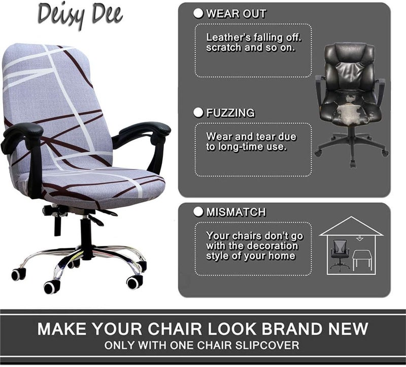 Deisy Dee Computer Office Chair Covers for Stretch Universal Rotating Chair Desk Chairs ONLY Chair Covers (F, Medium) - Image 3