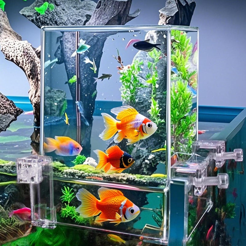 Okllen Negative Pressure Fish Tank Acrylic AutoRefill Hanging Aquarium with Fish Elevator Water Level Maintenance 360 View SpaceSaving External Suspended Tank for BettaGuppy - Image 2