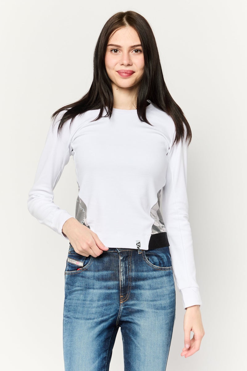 Aape By A Bathing Ape Women Crew Neck Long Sleeve Brand Logo Sweatshirts, White - Image 1