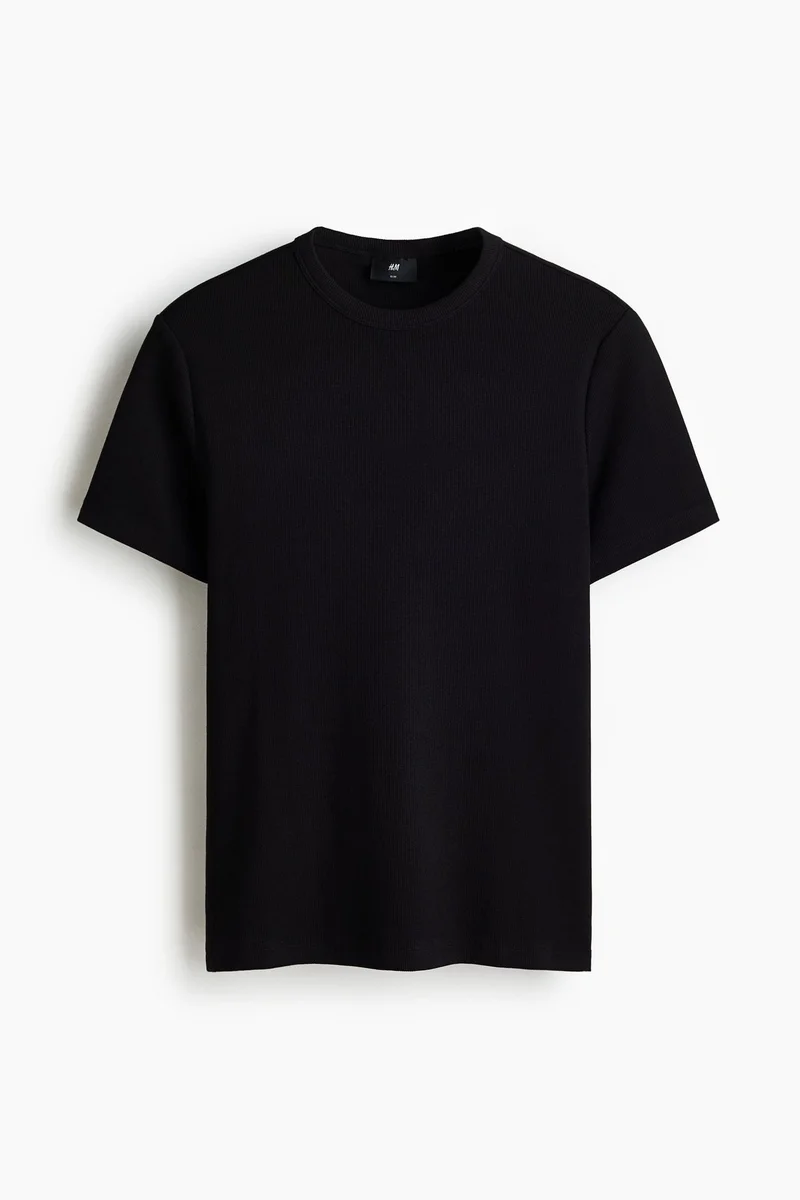 H&M  Slim Fit Ribbed T-shirt for Men | Best Price UAE