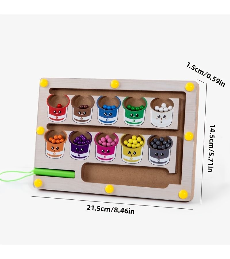 Children Wood Color Beads Puzzle Color Roll On Color Coded Sorting Activity Early Learning Educational Maze Game For Boys Girls Birthday Gift Color Recognition Motor Skills Development - Image 2