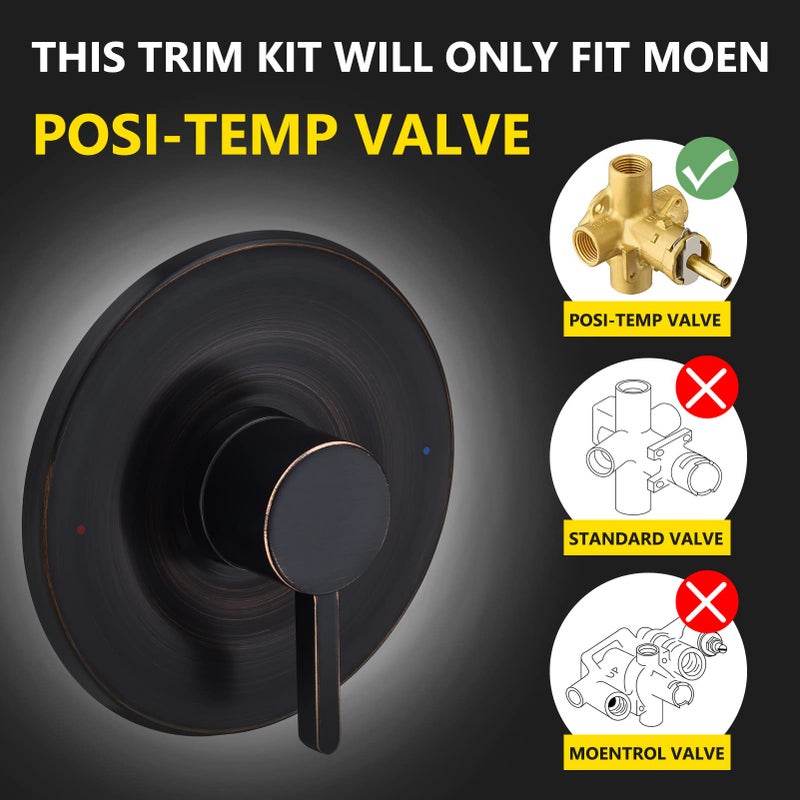 Tearel Shower and Tub Trim Kit, Compatible with Moen Posi-Temp Valve, Oil-Rubbed Bronze - Image 2