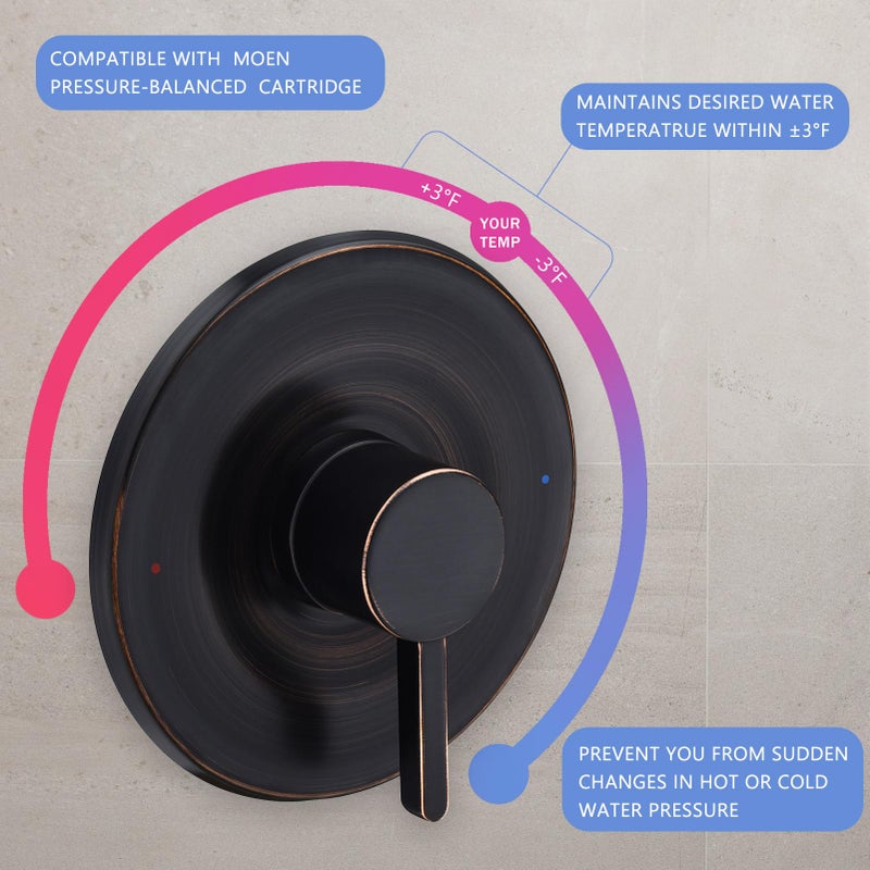 Tearel Shower and Tub Trim Kit, Compatible with Moen Posi-Temp Valve, Oil-Rubbed Bronze - Image 4