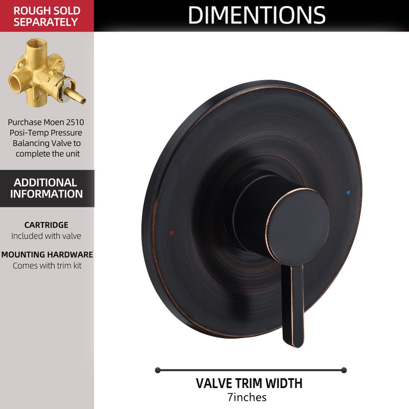 Tearel Shower and Tub Trim Kit, Compatible with Moen Posi-Temp Valve, Oil-Rubbed Bronze - Image 3