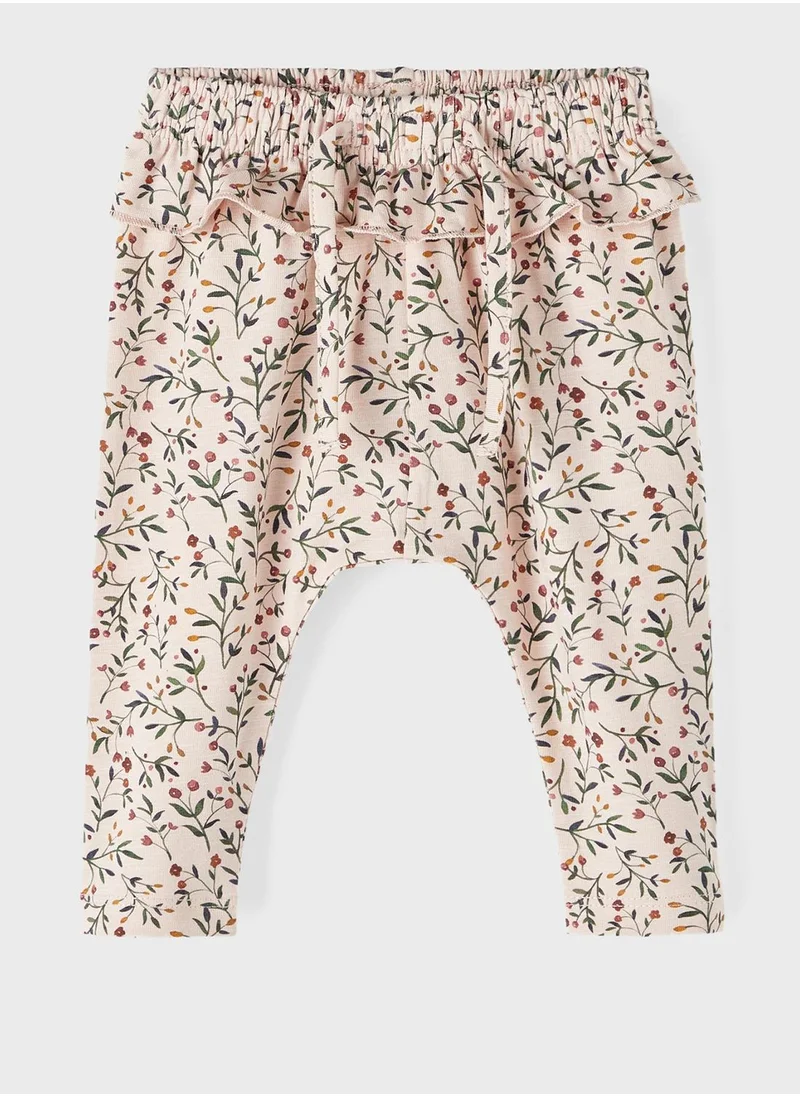 NAME IT Kids Text Print Top & Floral Sweatpants Set