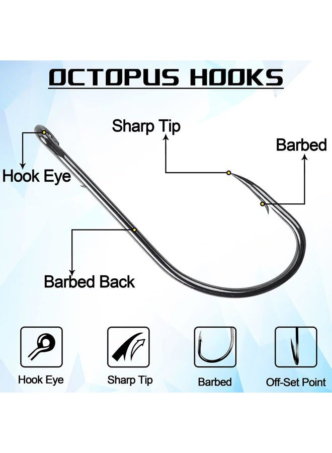 VATEICO Baitholder Fishing Hooks,110pcs Long Shank Fishing Hooks Barbed Beak Bait Hooks with 2 Barbs Black Carbon Steel Offset Jig Fishing Hooks Saltwater Freshwater (4# - 110pcs) - Image 4