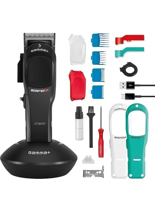 جاما+ ماكينة قص الشعر الاحترافية GAMMA+ Boosted Up للرجال بمحرك دوار لأعلى أداء، وبطارية تدوم 120 دقيقة، وشفرة قابلة للتعديل، و4 أمشاط، و3 أغطية قابلة للتبديل، وكابل شحن USB-C - Image 3