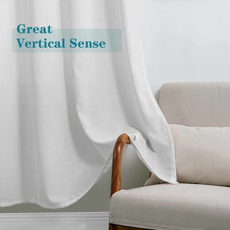 BGment Light Grey Sheer Curtains 63 Inch Length for Living Room  Grommet Light Filtering Semi Sheer Window Drapes Casual Textured Privacy Opaque Panels  2 Panels (Each 52 x 63 Inch  Light Grey) - Image 5