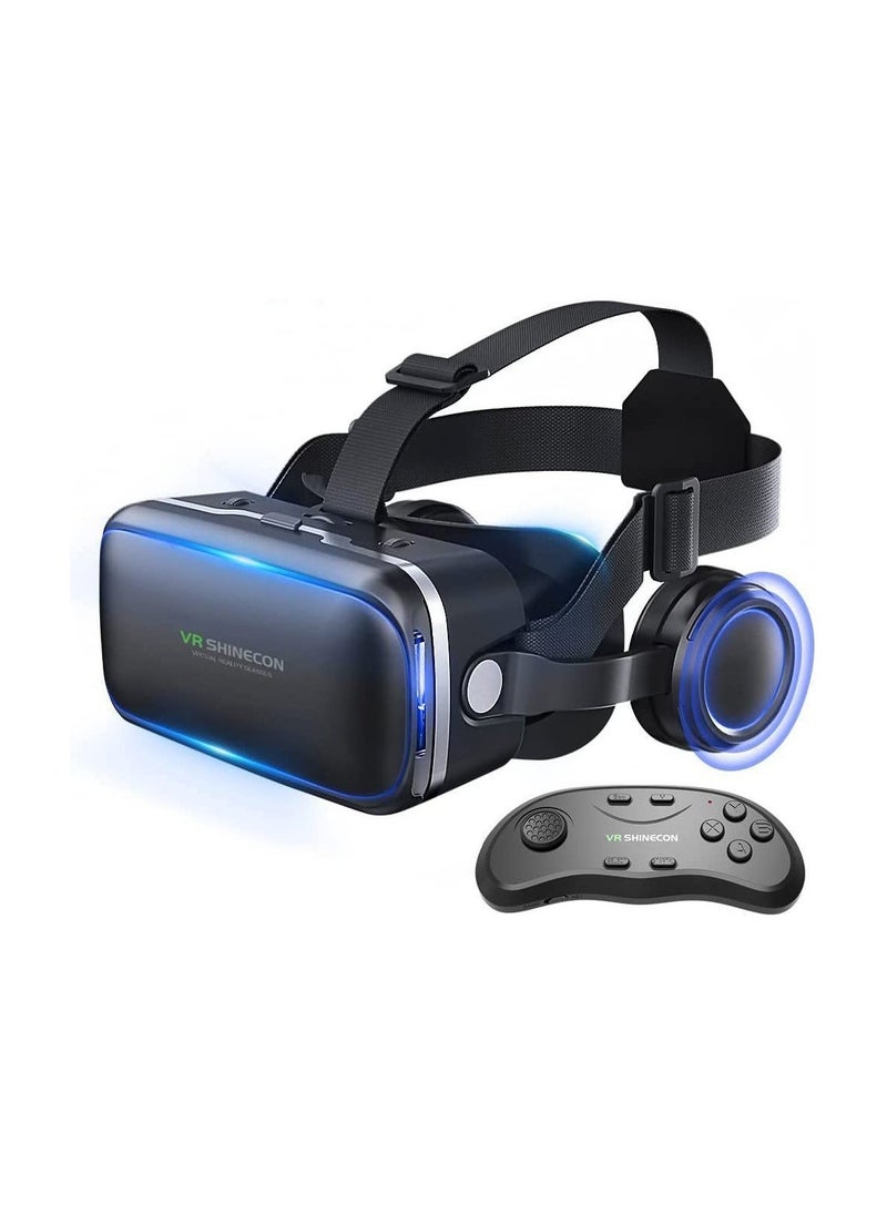 VR Set with Remote Controller, HD 3D VR Glasses Virtual Reality Headset for VR Games and 3D Movies, VR Goggles for Smartphones Compatible 4.7-6 inch - Image 1
