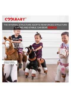 Cool Baby COOLBABY Ride on Horse Toy Riding Horse Plush Animal Toy with Wheels Walking Horse Toy Kids Ride on Toy for 5-12 Years Old  - Image 3