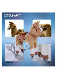 Cool Baby COOLBABY Ride on Horse Toy Riding Horse Plush Animal Toy with Wheels Walking Horse Toy Kids Ride on Toy for 5-12 Years Old  - Image 5