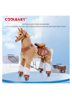 Cool Baby COOLBABY Ride on Horse Toy Riding Horse Plush Animal Toy with Wheels Walking Horse Toy Kids Ride on Toy for 5-12 Years Old  - Image 2