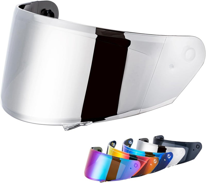 VCOROS X9 Full Face Motorcycle Helmet Replacement Shield - Chrome Silver - Image 1