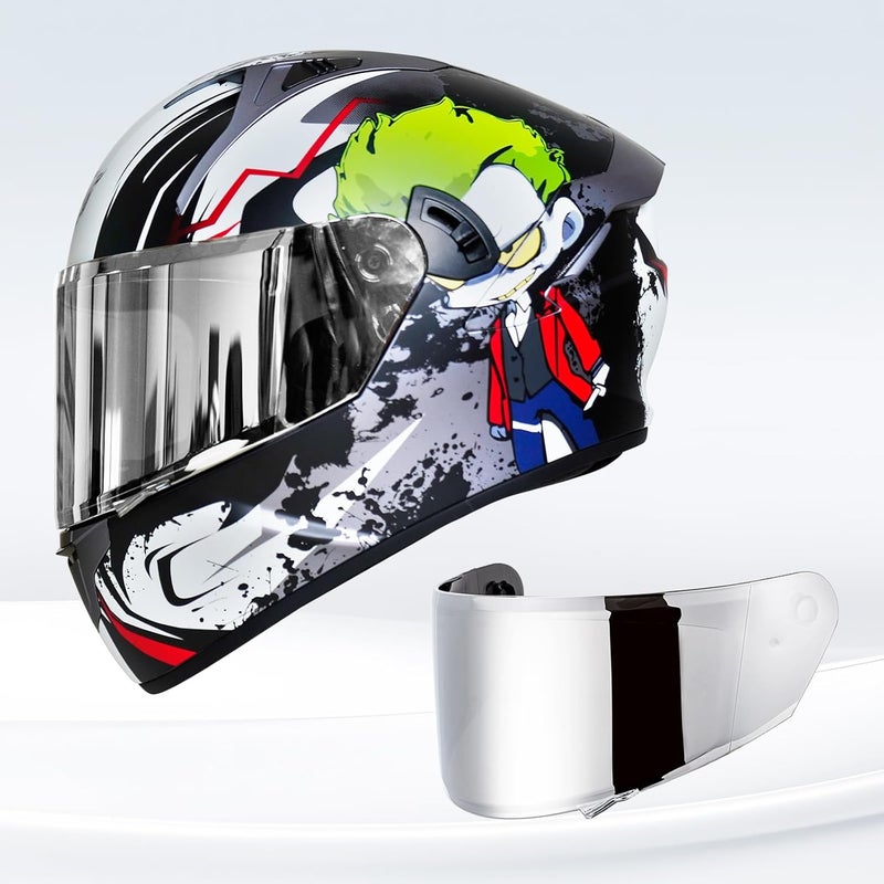 VCOROS X9 Full Face Motorcycle Helmet Replacement Shield - Chrome Silver - Image 2