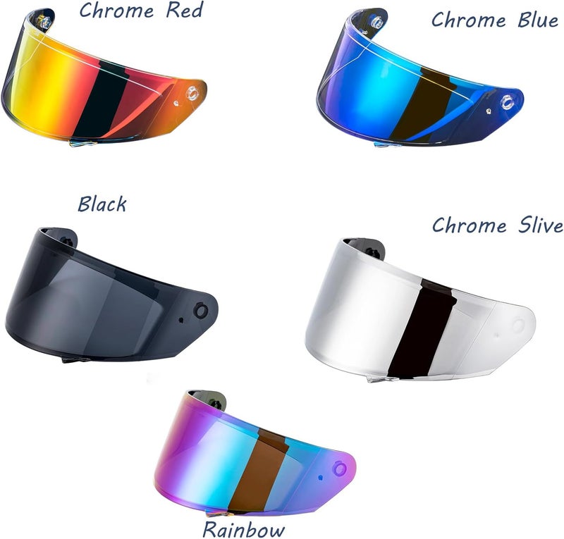 VCOROS X9 Full Face Motorcycle Helmet Replacement Shield - Chrome Silver - Image 4