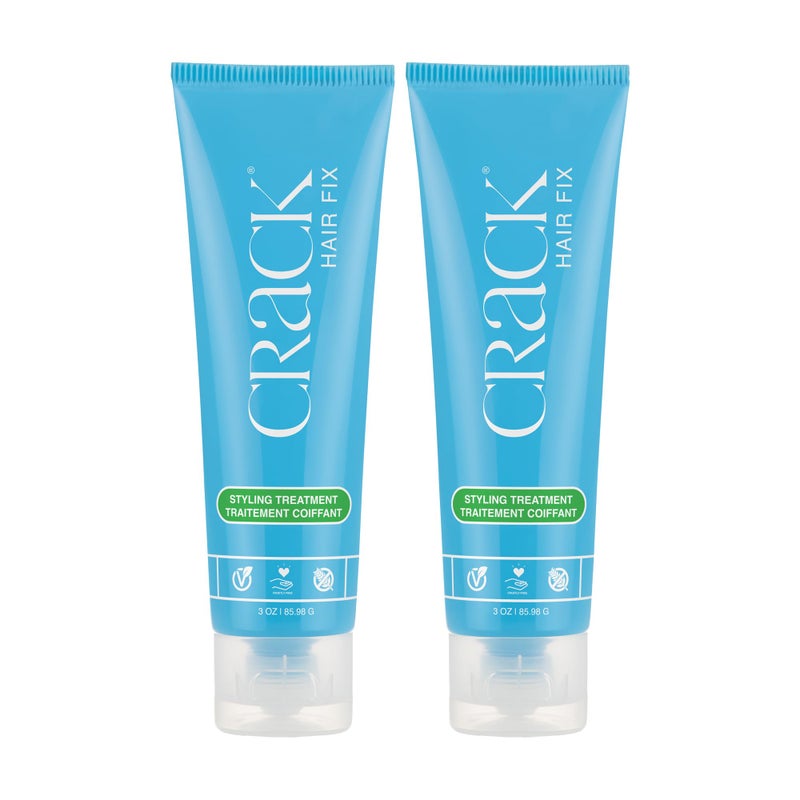 Crack HAIR FIX Styling Treatment - Multi-Tasking, Anti-Frizz, Leave-In Styling Cream with Protection from Humidity, Chlorine, Heat Treatments & Sun (3 Oz - PACK OF TWO) - Image 1