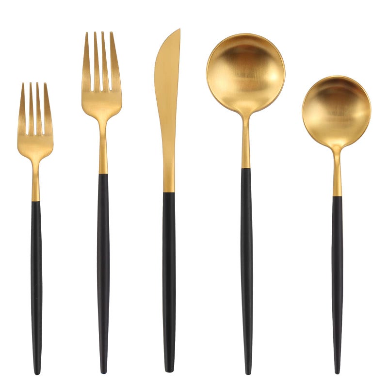 Matte Black Gold Silverware Set Oliviola 20Piece Stainless Steel Flatware Cutlery Set Service for 4 Satin Finish Kitchen Utensil Set Dishwasher Safe
