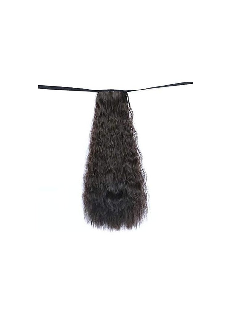 وصلة شعر صناعي  ذيل حصان  طويل  مموج  لون اسود