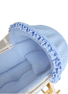 BABYCARA 2 in 1 Infant Wicker Moses Basket Waffle Bedding Cot and  Rocking Stand with Wheels For Newborn  - Image 2