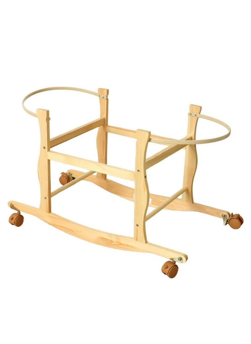 BABYCARA - 2 in 1 Infant Wicker Moses Basket Waffle Bedding Cot and  Rocking Stand with Wheels For Newborn - Image 1