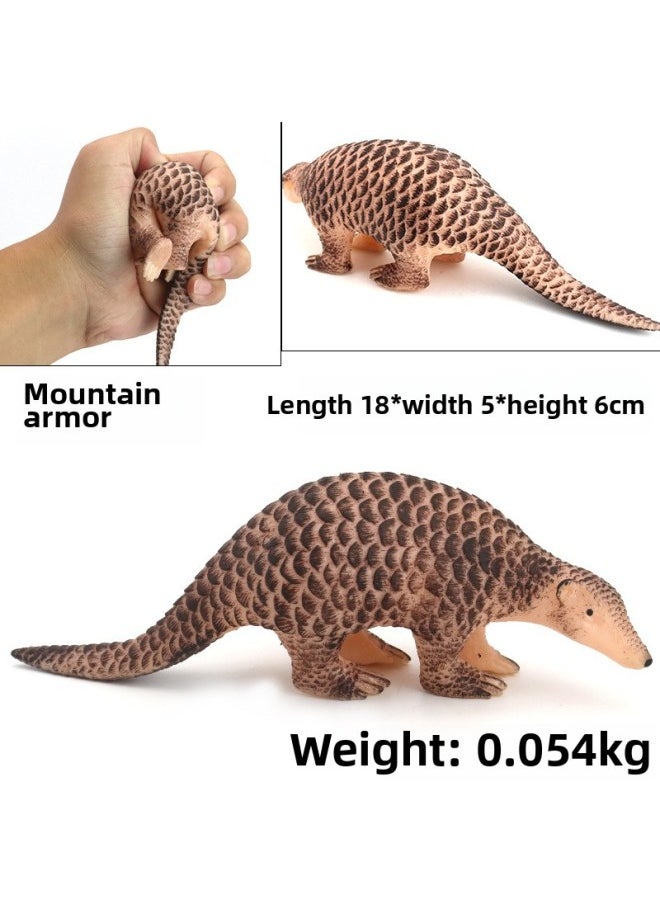 Generic - Applicable Simulation Soft Rubber Silicone Seal Fishbone Puffer Decompression Caterpillar Toy Frog Soft Model Animal Children-Color:Colorful Silicone [pangolin]] - Image 1