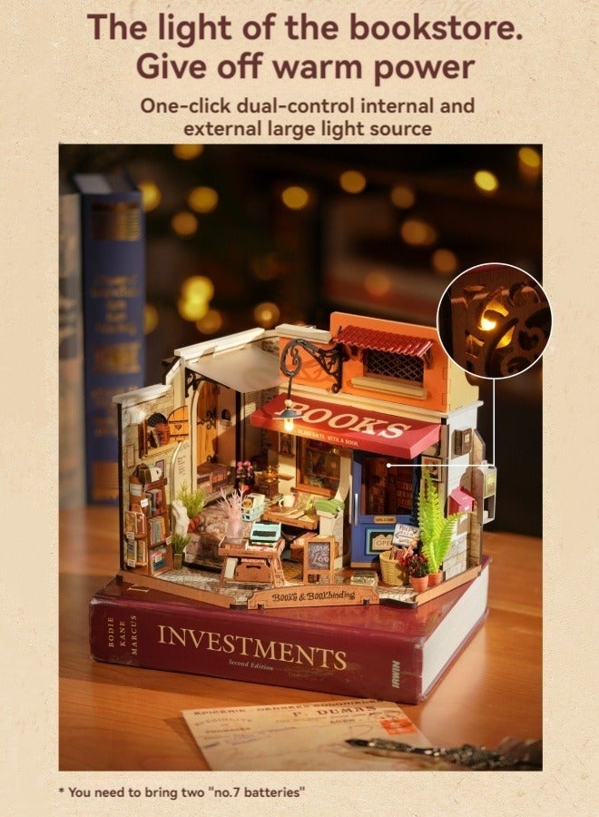 M MIAOYAN DIY handmade hut corner bookstore art house miniature house assembly model building blocks - Image 2