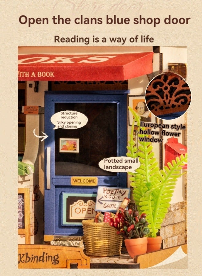 M MIAOYAN DIY handmade hut corner bookstore art house miniature house assembly model building blocks - Image 5