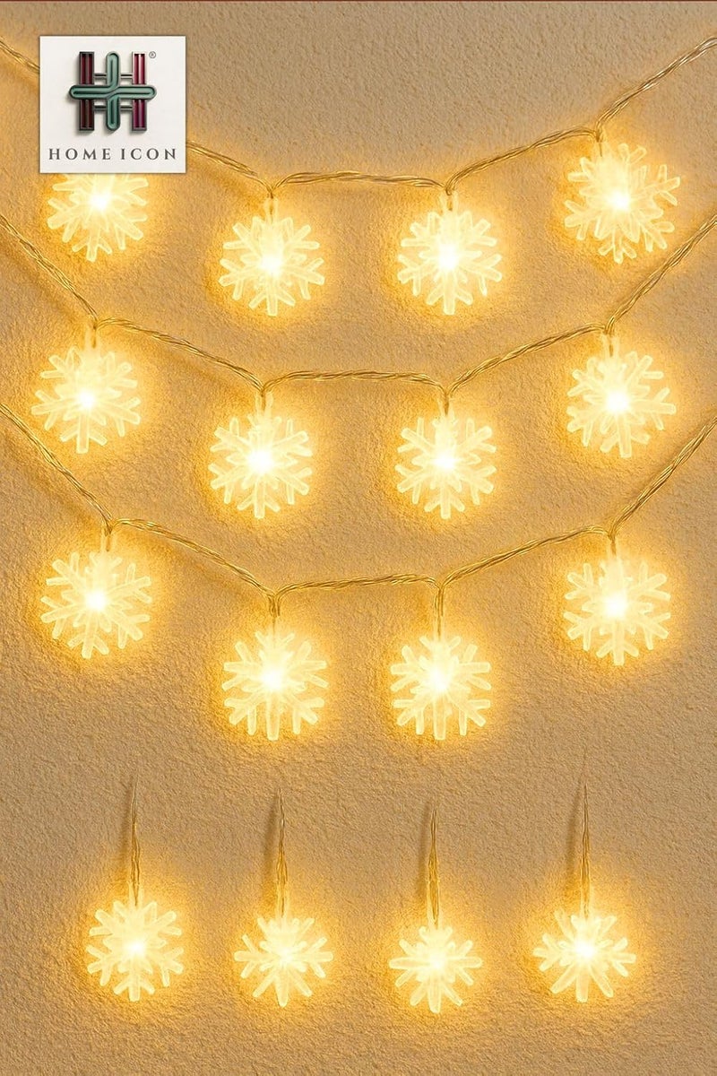 Home Icon أضواء زينة عيد الميلاد على شكل ثلج – 3م/9.8قدم، 20 LED، تعمل بالبطارية - Image 1