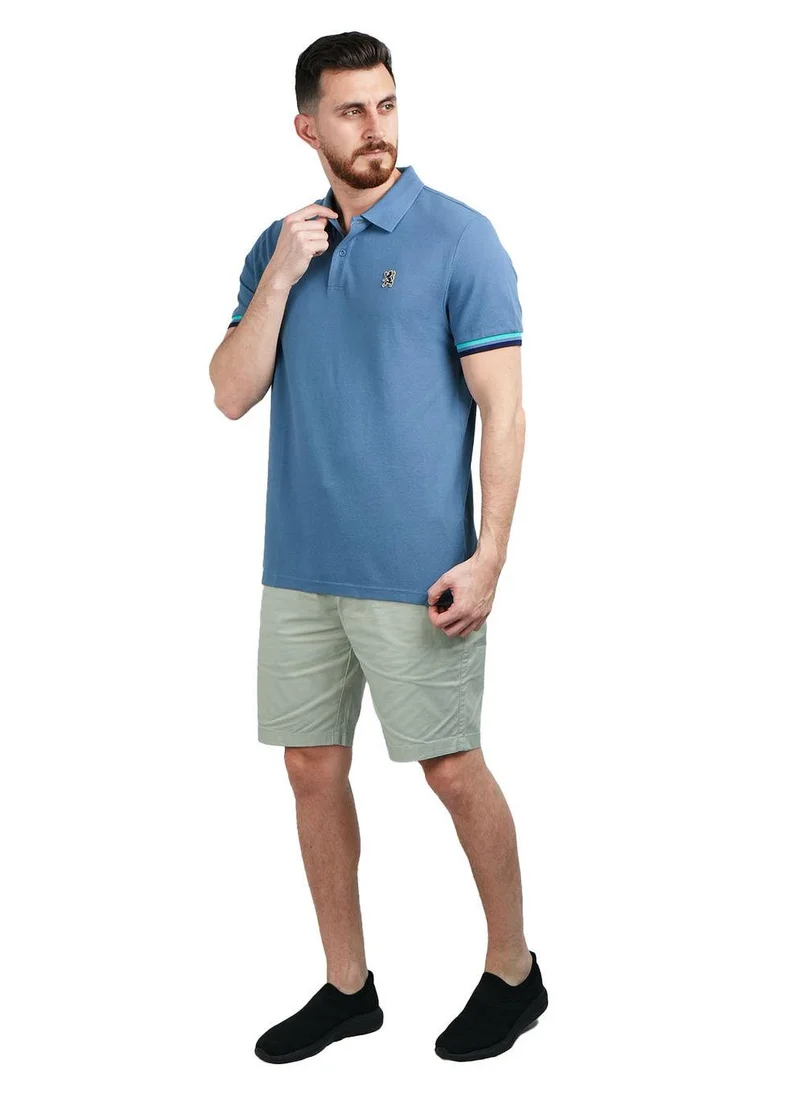 جيوردانو قميص بولو رجالي عالي الأداء بقصّة Slim Fit مطرز بنقشة أسد