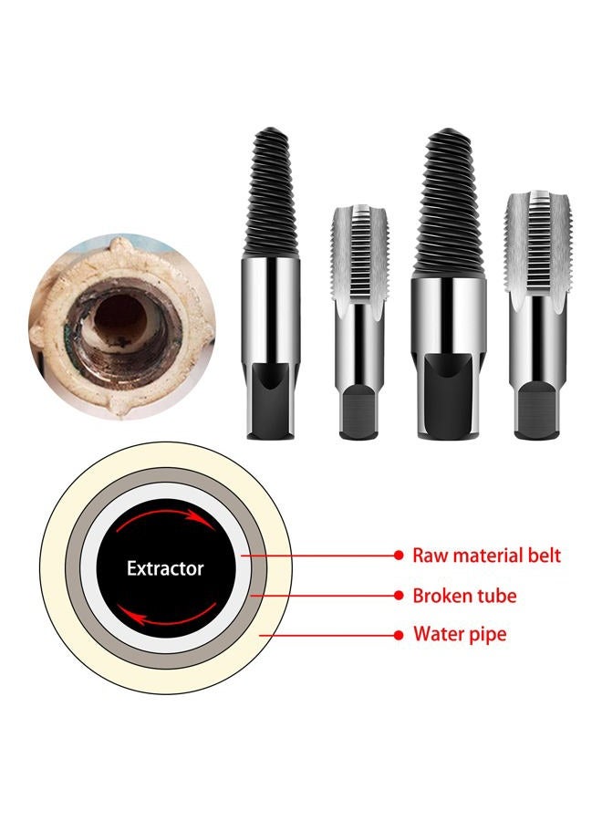 EAGLES 4 Pcs Water Pipe Extractor, Carbon Steel 1/2" - 3/4" NPT Taps Set, Water Pipe Triangle Valve Repair Kit, Broken Pipe Remover Thread Repair Tool for Pipes Valve Faucet + Free Seal Tape - Image 3