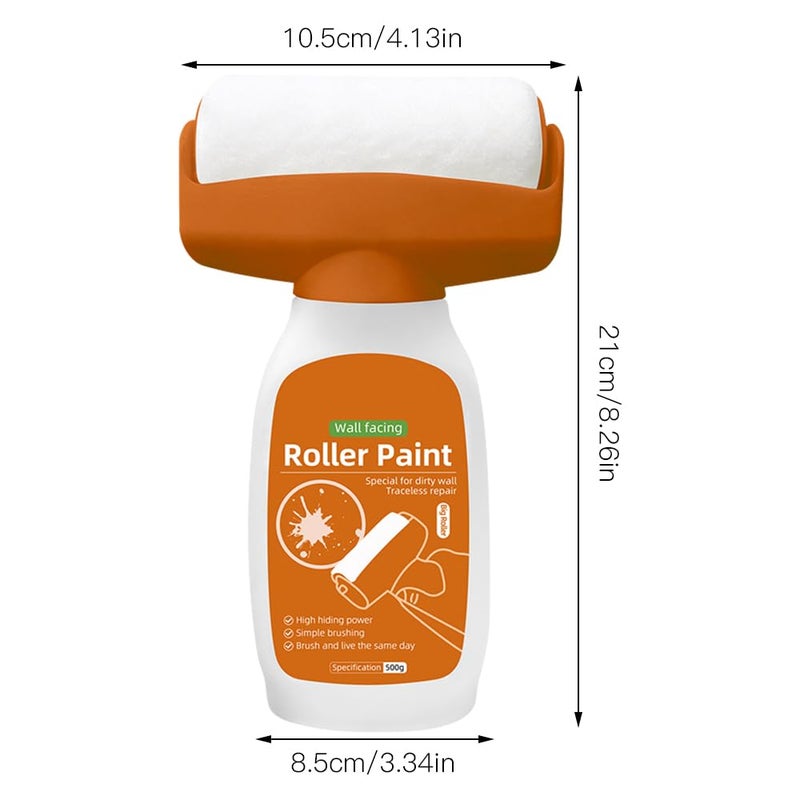 HOVCEH Wall Paint Touch Up White, 500 g Touch Up Paint White Roller, Wall Repair Roller Brush with Wall Repair Paste, White Paint Wall Repair Roller for Graffiti Scratches and Damaged Walls - Image 2