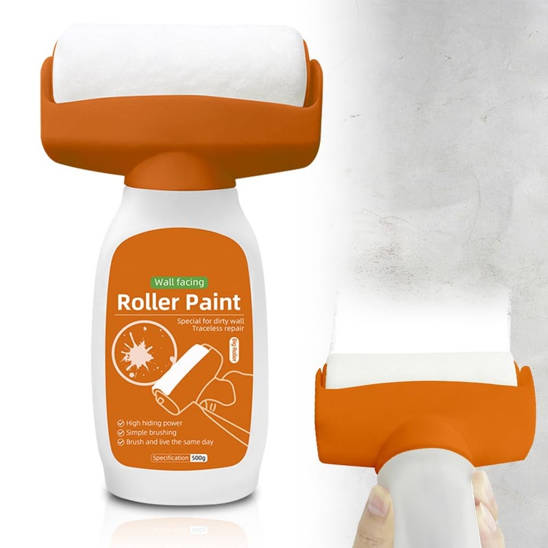 HOVCEH Wall Paint Touch Up White, 500 g Touch Up Paint White Roller, Wall Repair Roller Brush with Wall Repair Paste, White Paint Wall Repair Roller for Graffiti Scratches and Damaged Walls - Image 1