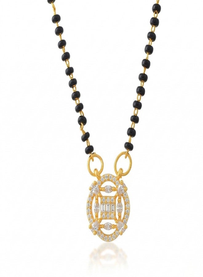 Superstore18 Brass Micron 1 Gram Gold Moissanite Diamond CZ studded sleek Mangalsutra for women young lady (18 Inches) (SST2481MSSK) - Image 1