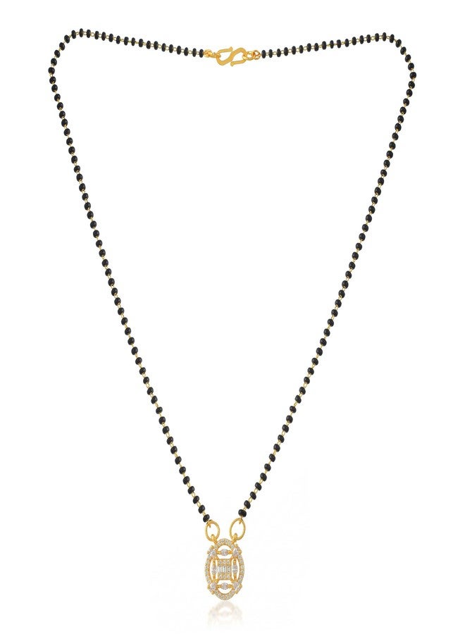 Superstore18 Brass Micron 1 Gram Gold Moissanite Diamond CZ studded sleek Mangalsutra for women young lady (18 Inches) (SST2481MSSK) - Image 2